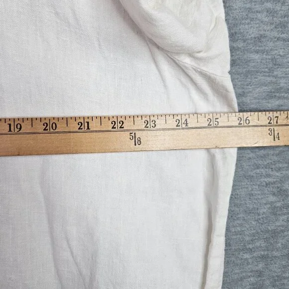 FLAX Women's Size XL White 100% Linen Short Sleeve Boxy Relaxed Top - Picture 4 of 6